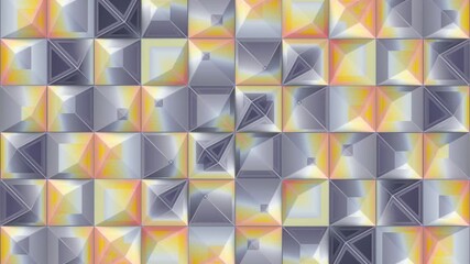 Fototapete - Pattern composed of a grid of colorful shapes. 3d rendering loop animation