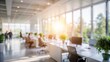 © N7 - Contemporary Office with Blurred Staff and Sunlit Greenery
