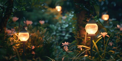 A photo of lights in the grass, possibly used as decoration or creative display