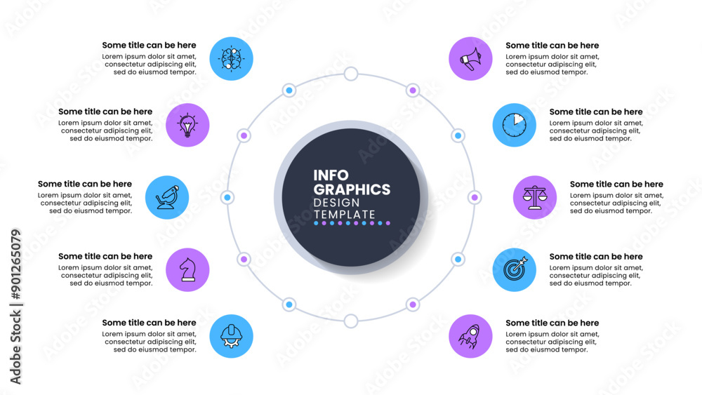 Infographic template. A circle with a line and 10 steps Stock Vector ...