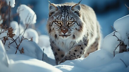 Canvas Print - lynx in the snow