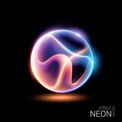 Wall Mural - vector. technological abstract 3d background. bright transparent fiery sphere made of plasma. specta