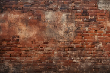 Wall Mural - Processed collage of obsolete red brock masonry wall texture. Background for banner, backdrop