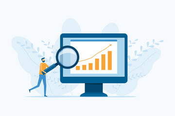 Aufkleber - flat business people analytics and monitoring investment and finance report graph on monitor concept	