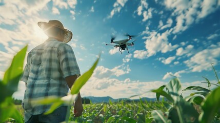 Farmer Using Drone Technology