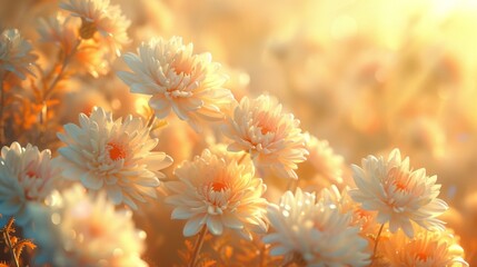 Wall Mural - Sunlit White Flowers in a Garden