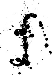 Wall Mural - black ink dropped ink blots and drops splash splatter grunge graphic element design