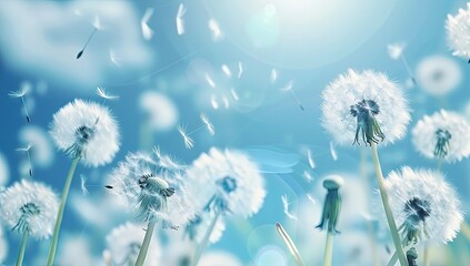 Wall Mural - Soft Focus Dandelions with Bokeh Background