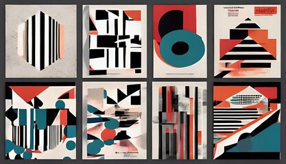Wall Mural - geometric Brutalist shapes modern poster abstract inspired prints cover design album art template layout typography art poster aesthetics great Swiss made graphic vector Meta bold