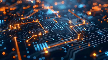 Abstract circuit board futuristic technology processing background. Generative Ai.