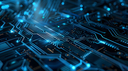 Abstract circuit board futuristic technology processing background. Generative Ai.