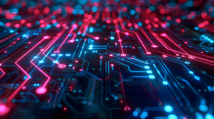 Abstract circuit board futuristic technology processing background. Generative Ai.