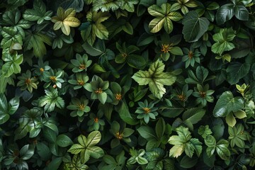 Poster - Vibrant Green Foliage with Delicate Yellow Blooms