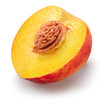 © volff - Ripe juicy peach half or peach cross section with stone isolated on white background. File contains clipping path.