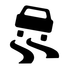 Poster - A filled icon of slippery road sign