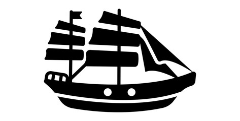 Poster - Rigged ship icon in solid style 