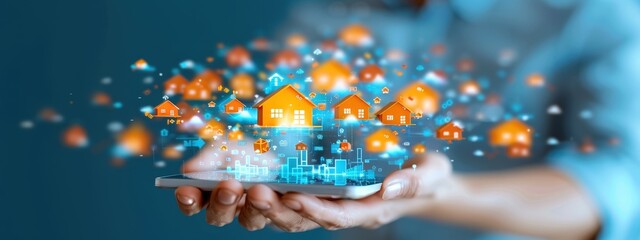 Real estate website interface user browsing flat design illustration