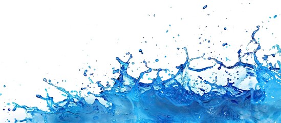 Aufkleber - An aesthetically pleasing copy space image of a vibrant blue water splash against a white background