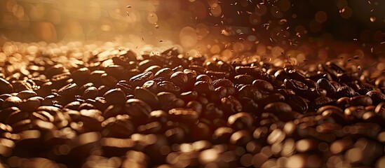 Aufkleber - Coffee beans illuminated in the rim light creating a captivating copy space image