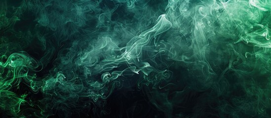 Poster - Black backdrop with green smoke providing a copy space image