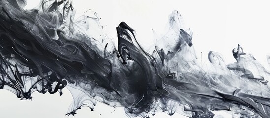 Poster - Black and white ink scroll Copy space image