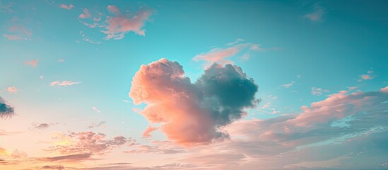 Poster - Heart shaped cloud resembling a symbol of love and Valentine s Day against a beautiful sky perfect for romantic imagery with copy space image