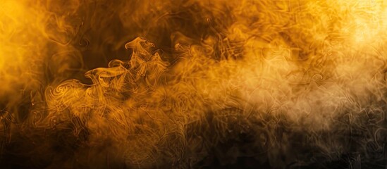 Fototapete - A vibrant yellow mist against a dark backdrop with available copy space image