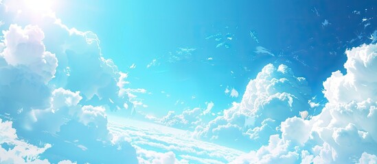 Poster - Panoramic view capturing blue skies and fluffy clouds on sunny days suitable as a copy space image