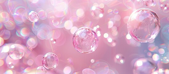 Fototapete - Pastel pink background with a beautiful bokeh air bubble abstract with a copy space image