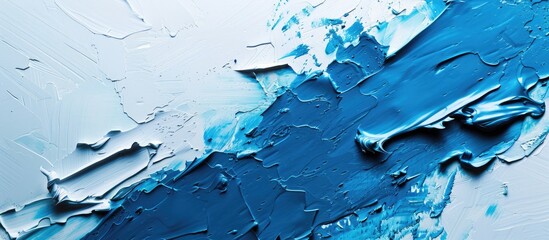 Wall Mural - Toned primer creates a saturated blue abstract backdrop on white with copy space image