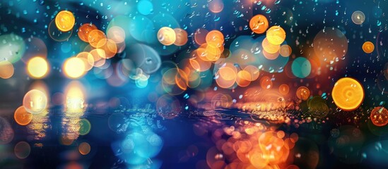 Sticker - Rainy night backdrop with bokeh elements for a copy space image