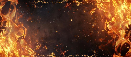 Leinwandbilder - A fire themed border with space for adding images. Creative banner. Copyspace image
