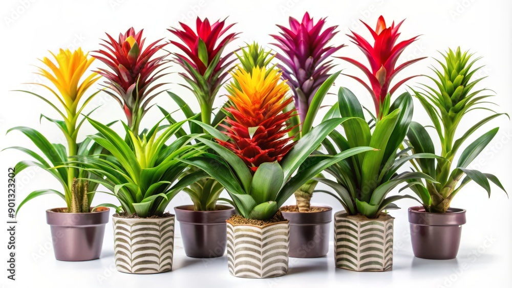 Vibrant Guzmania plants with colorful blooms and striking Zebra plants ...