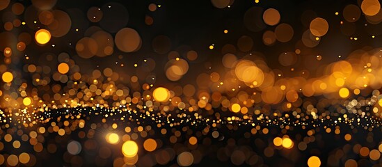 Aufkleber - Close up view of blurred golden sparkles on a black backdrop ideal for festive backgrounds or projects with ample copy space image