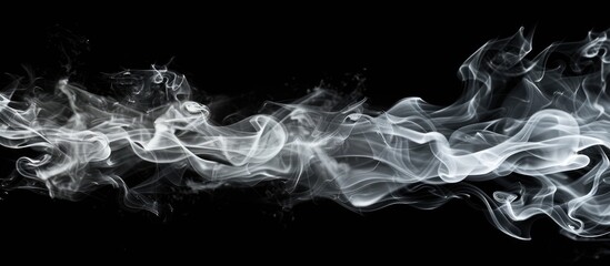 Poster - A ghostly effect with isolated white smoke overlay on a deep black background perfect for Halloween themes incorporating elements like pollution cigarettes gas dry ice and chemistry A atmospheric cop