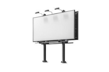 a large, empty billboard with lighting fixtures on top stands against a plain background, ready for 