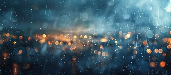 Leinwandbilder - Rainy night backdrop with bokeh elements for a copy space image