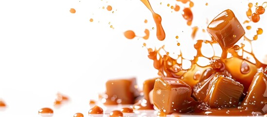Leinwandbilder - Delicious caramel candy with white background for copy space image