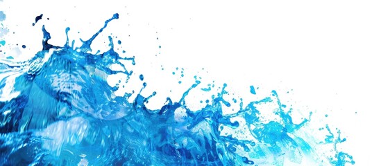 Aufkleber - An aesthetically pleasing copy space image of a vibrant blue water splash against a white background