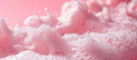 Poster - Soft foamy texture displayed on a pink background showcasing the product with copy space image