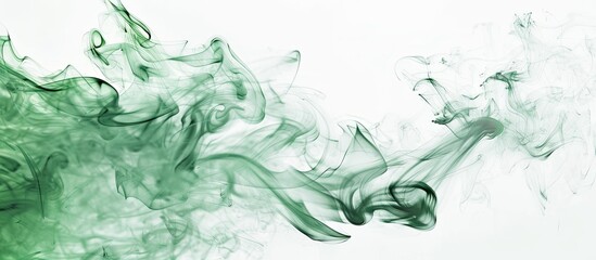 Poster - Green smoke billowing over a white background showcasing the motion of the green smoke in a captivating copy space image