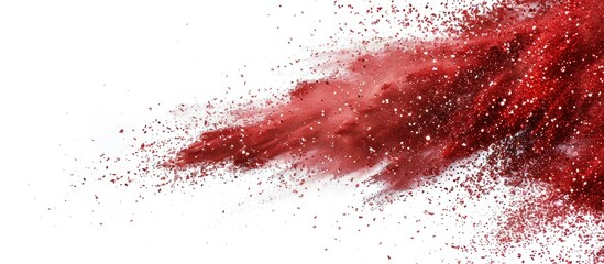 Leinwandbilder - Red glitter powder exploding with copy space image against a white backdrop