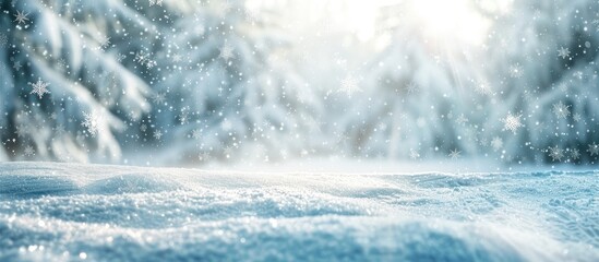 Aufkleber - Scenic snowy backdrop with a white surface and snowflakes ideal for copy space image