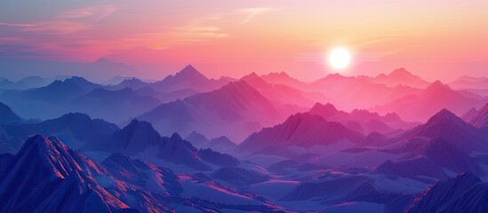 Poster - Mountain landscape with a beautiful sunset as a copy space image