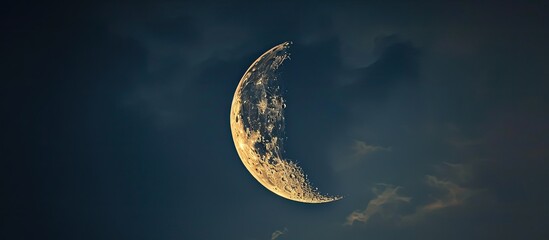 Wall Mural - soft effect of crescent moon against a dark sky with copy space image
