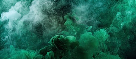 Poster - Black backdrop with green smoke providing a copy space image