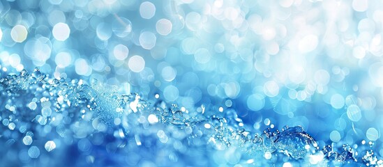 Wall Mural - blue toned abstract background from sparkling water with white copy space image