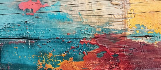 Aufkleber - A textured surface with a painted copy space image on wood