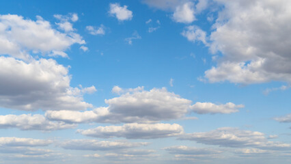 beautiful blue sky with white cumulus clouds for abstract background