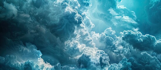 Aufkleber - A dramatic sky filled with stormy clouds in varying shades of blue creating a natural and captivating copy space image